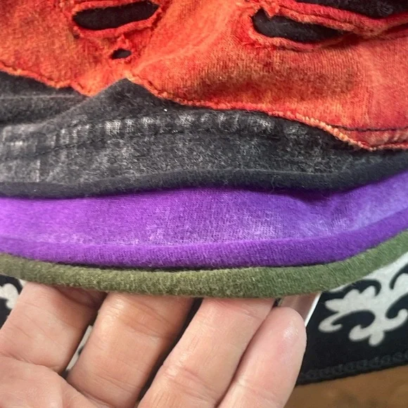 Rising International Boho Patchwork Long Sleeve Top Cotton Nepal M Distressed - Picture 4 of 10